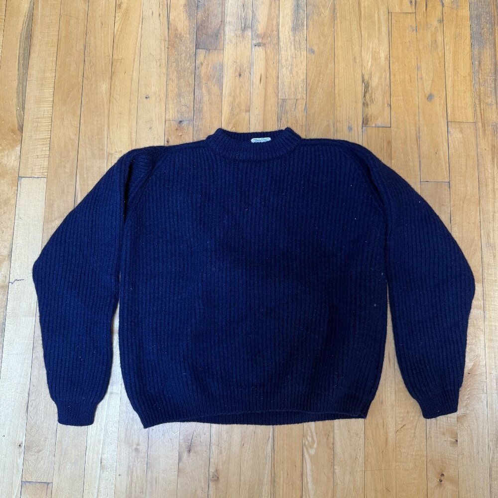 Vtg 50s 60s Chunky Ribbed Wool Sweater Made in England Mod Preppy Cropped Unisex